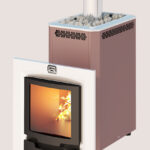 Печь для бани Теплодар КУЗБАСС-14 ТК Панорама закр.каменка терракота (9-14 куб.м.) - Изображение 1