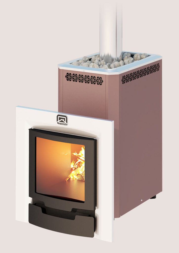 Печь для бани Теплодар КУЗБАСС-14 ТК Панорама закр.каменка терракота (9-14 куб.м.) - Изображение 1