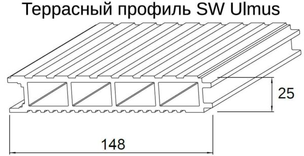 Террасная доска из ДПК бесшовная SW Ulmus черная — изображение 3